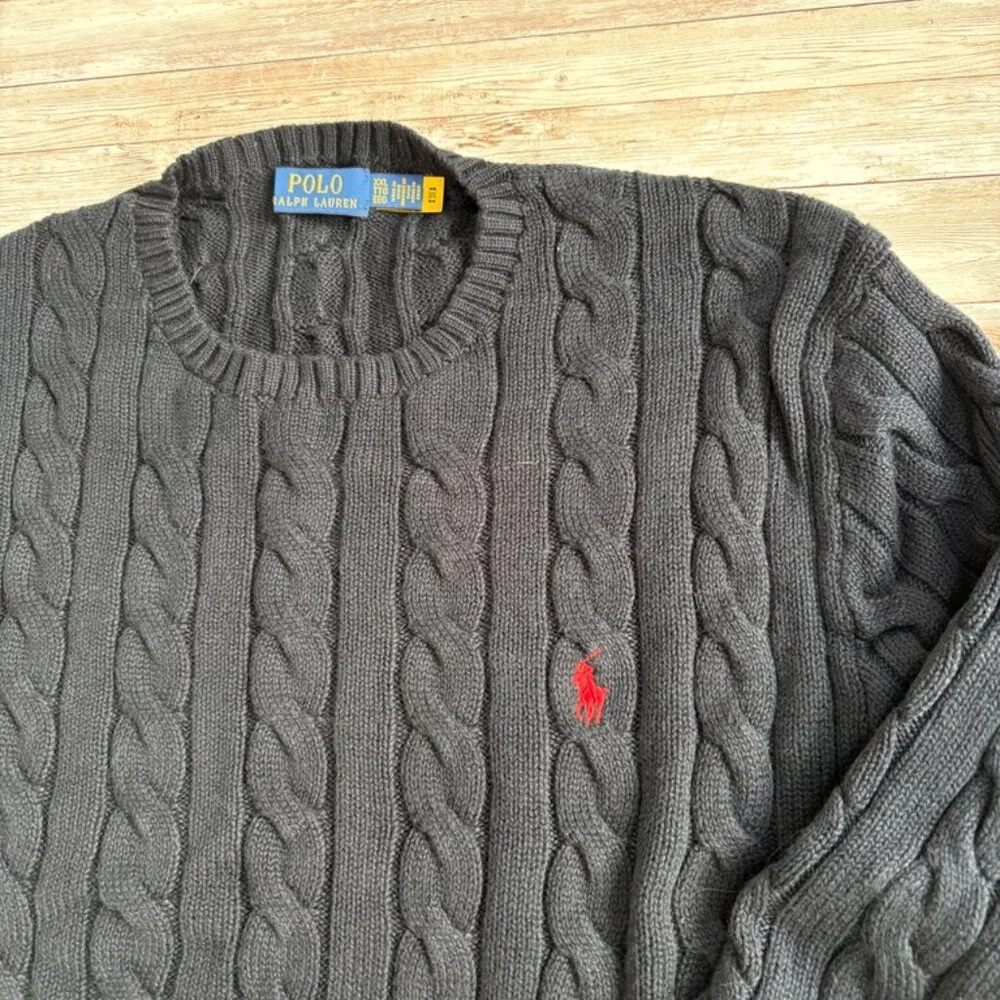 Polo Ralph Lauren - XXL - Mens Cable Knit Sweater - Red Pony - Crew Neck